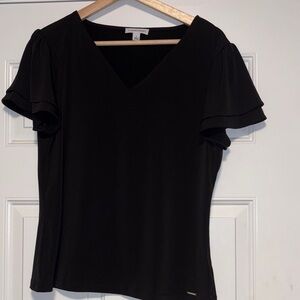 Calvin Klein Black V-Neck Blouse
